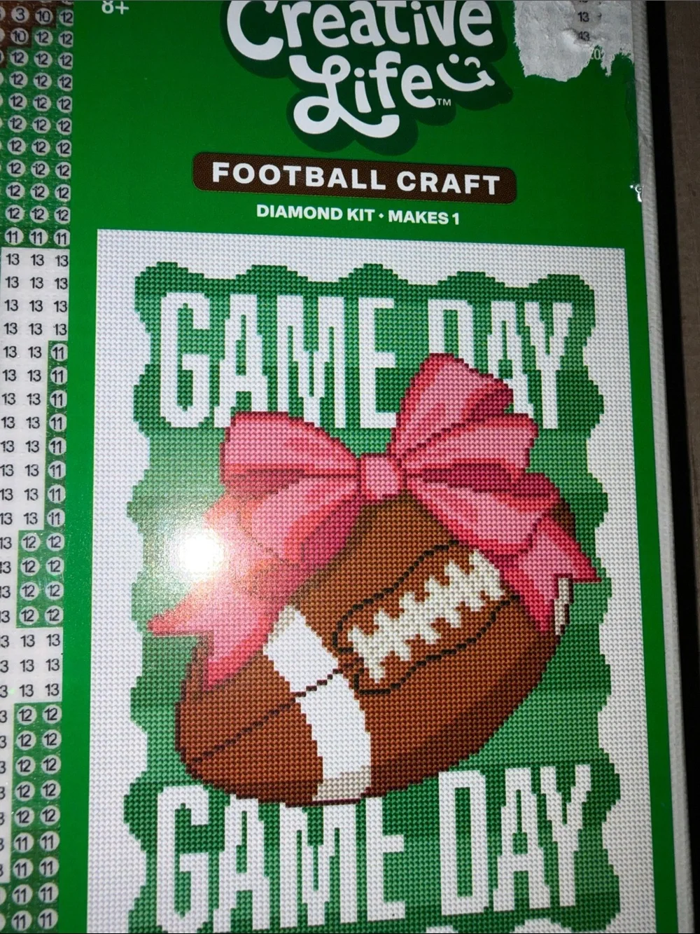 Creative Life Game Day Football Diamond Painting Kit Pink Bow Complete